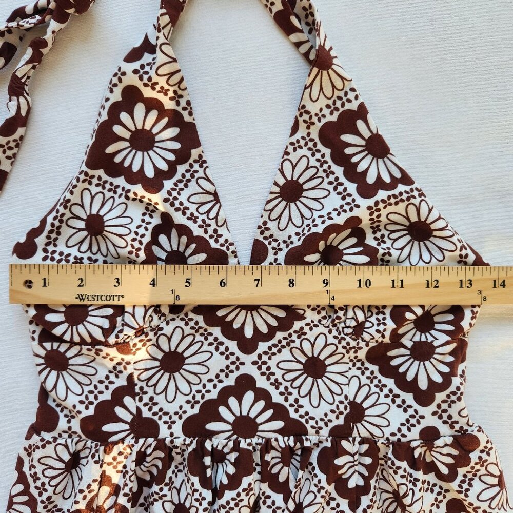 Urban Outfitters Brown White Floral Halter Mini Dress Summer Beach Festival Cute - Picture 8 of 10